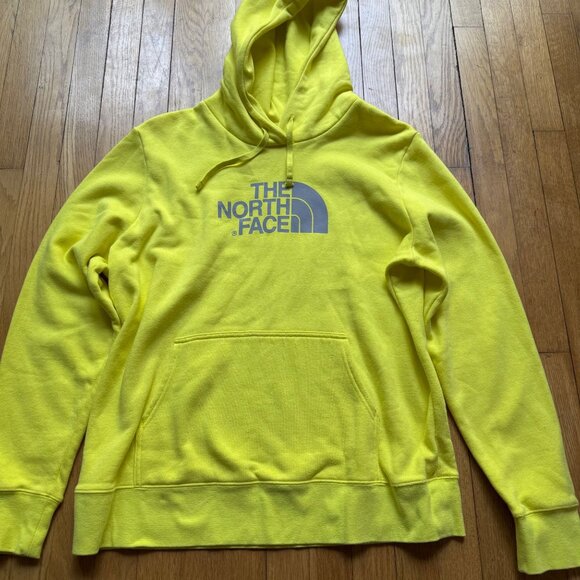 The North Face Size XL Yellow Cotton Half Dome Logo Pullover Hoodie Sweatshirt - Picture 2 of 12
